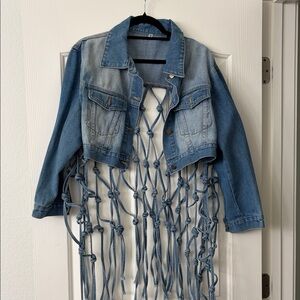 Blue Denim Jean Jacket with Fringe